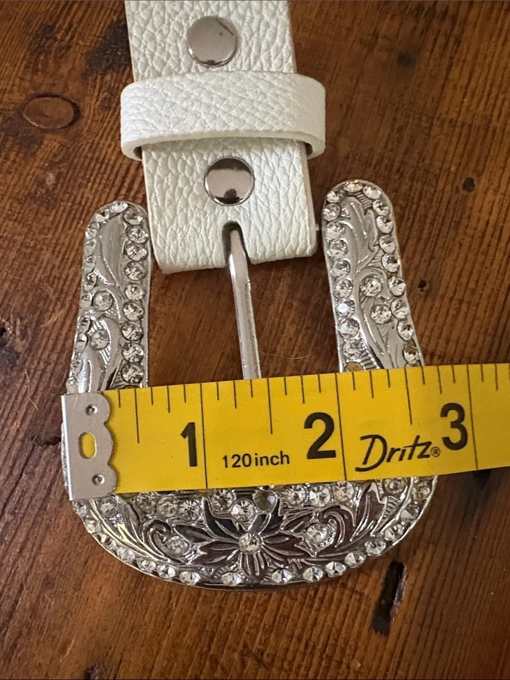 BKE Rhinestone Leather Western Crosstitch Western Festival Belt White Sz XL